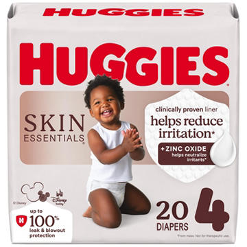Huggies Skin Essentials Baby Diapers, Size 4 (22-37 lbs)
