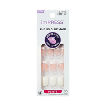 KISS imPRESS No Glue Press-On Manicure Nails - Mini Me (White Squoval Petite Nails)