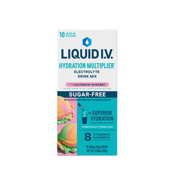 Liquid I.V. Rainbow Sherbet Hydration Multiplier Sugar Free Electrolyte Drink Mix Sticks