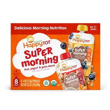 Happy Tot Organics Super Morning Pouch Variety Pack - Fruit Yogurt & Grain Blend