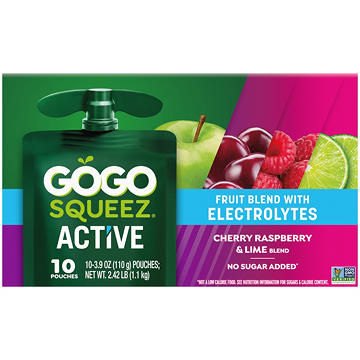 GoGo squeeZ Active Electrolyte No Sugar Added Cherry Raspberry Lime Fruit Blend