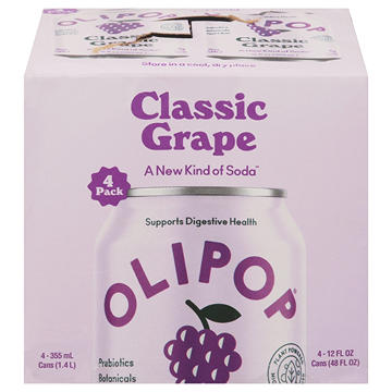 Olipop Prebiotic Soda 4 pk Cans - Classic Grape