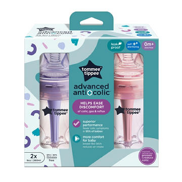Tommee Tippee Advanced Anti-Colic Bottles - Pink & Purple