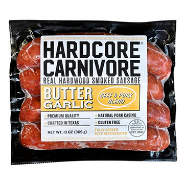 Hardcore Carnivore Smoked Sausage Links - Garlic Butter