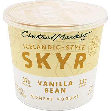 Central Market 17g Protein Icelandic Style Skyr Nonfat Yogurt – Vanilla Bean