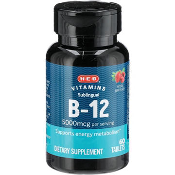 H-E-B Vitamins B-12 5,000 mcg Sublingual Tablets - Berry
