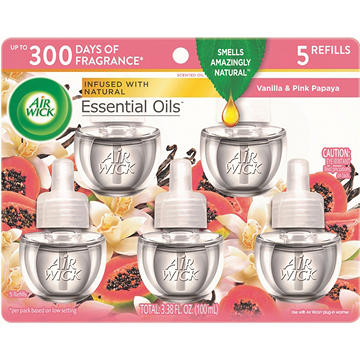 Air Wick Scented Oil Refill, Plug In Air Freshener, Vanilla and Pink Papaya