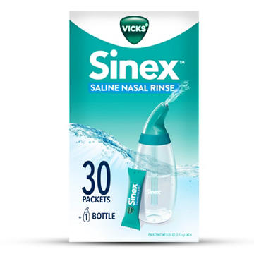 Vicks Sinex Saline Nasal Rinse Starter Kit, Fast & Effective Relief for Everyday Congestion from Sinus & Allergy