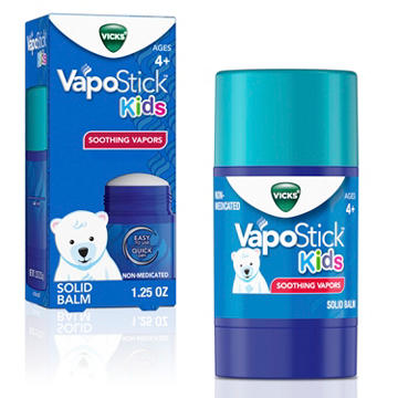 Vicks VapoStick Kids, Solid Balm, Soothing Non-Medicated Vicks Vapors, Easy To Use No Touch Applicator