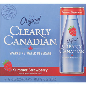 Clearly Canadian Summer Strawberry Sparkling Water 6 pk Cans