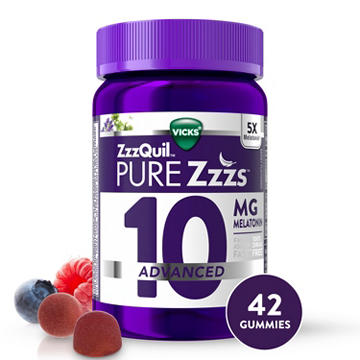 Vicks ZzzQuil Pure Zzzs Advanced Melatonin Gummies, Sleep Aid with Chamomile & Lavender, Berry Flavor