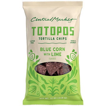 Central Market Totopos Tortilla Chips - Blue Corn & Lime