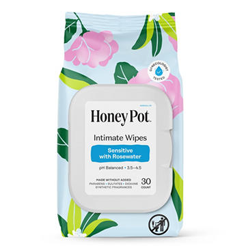 The Honey Pot Intimate Wipes - Sensitive with Rosewater