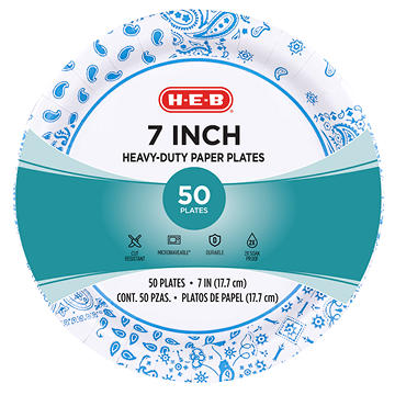 H-E-B Heavy Duty 7 in Dessert Paper Plates