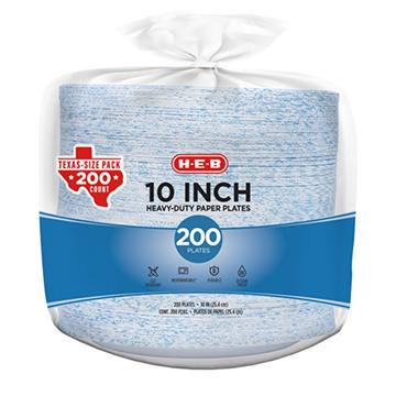 H-E-B Heavy Duty 10 in Dinner Paper Plates - Texas-Size Pack