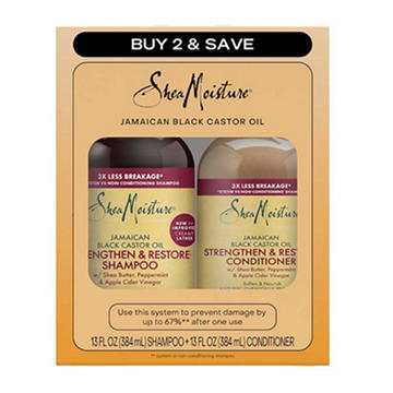 SheaMoisture Strengthen & Restore Shampoo & Conditioner - Jamaican Black Castor Oil 