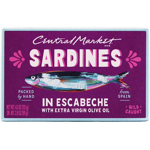 Central Market Sardines in Escabeche with Extra Virgin Olive Oil, 4 oz