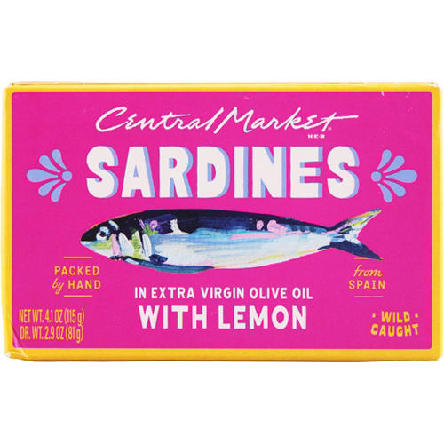 Central Market Sardines in Extra Virgin Olive Oil with Lemon, 4 oz