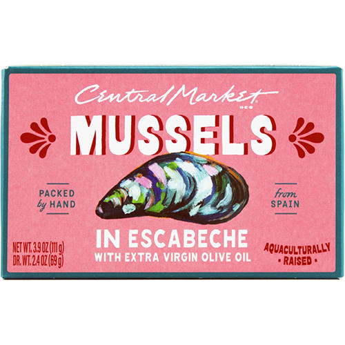 Central Market Mussels in Escabeche with Extra Virgin Olive Oil, 3.9 oz
