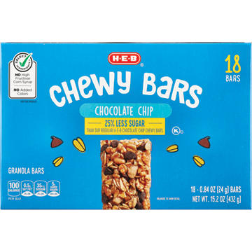 H-E-B Chocolate Chip Chewy Bars - 25% Less Sugar