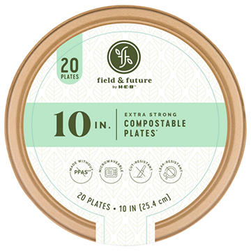 Field & Future by H-E-B Extra Strong Compostable Paper Plates, 10 in