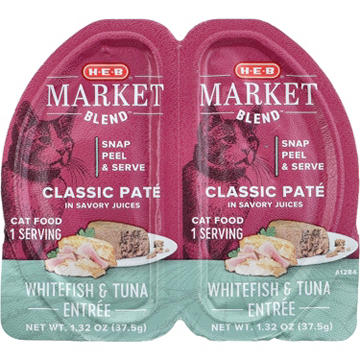 H-E-B Market Blend Split Cups Pate Wet Cat Food - Whitefish & Tuna Entree