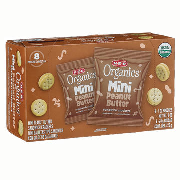 H-E-B Organics Mini Peanut Butter Sandwich Crackers 1 oz Bags