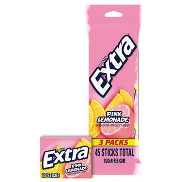 Extra Pink Lemonade Sugar Free Chewing Gum, 3 pk