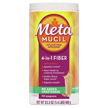 Metamucil 4-in-1 Psyllium Husk Fiber Supplement, Daily Fiber Powder for Digestive Health, Unflavored