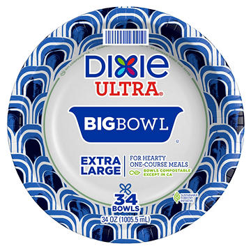 Dixie Ultra Compostable 34 oz Paper Bowls
