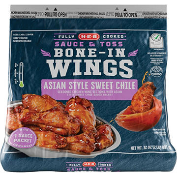 H-E-B Frozen Fully Cooked Bone-In Wings - Asian Style Sweet Chile