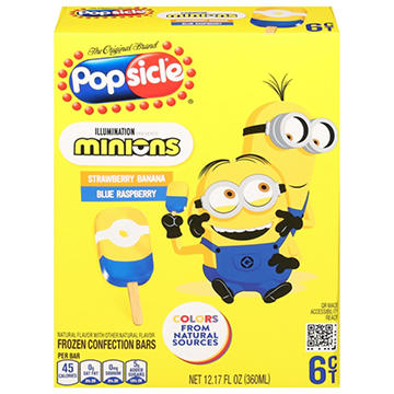 Popsicle Minions Strawberry Banana & Blue Raspberry Frozen Bars
