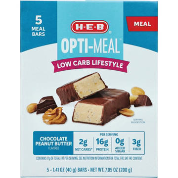 H-E-B OPTI-MEAL Low Carb 16g Protein Bars - Chocolate Peanut Butter