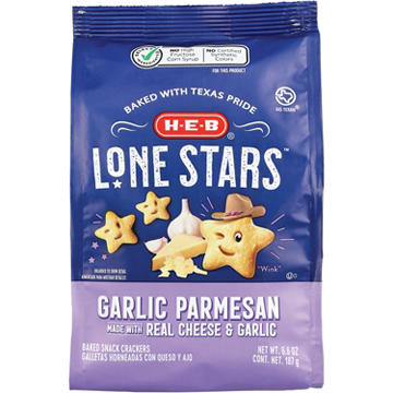 H-E-B Garlic Parmesan Lone Stars Baked Snack Crackers
