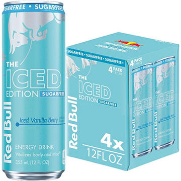 Red Bull Sugar Free Iced Edition Iced Vanilla Berry Energy Drink 4 pk Cans