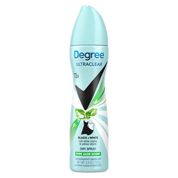 Degree 72 Hr Ultra Clear Black & White Deodorant Spray - Pure Aloe Scent