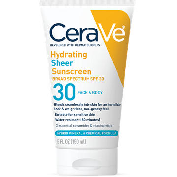 CeraVe Hydrating Sheer Sunscreen for Face & Body Broad Spectrum - SPF 30