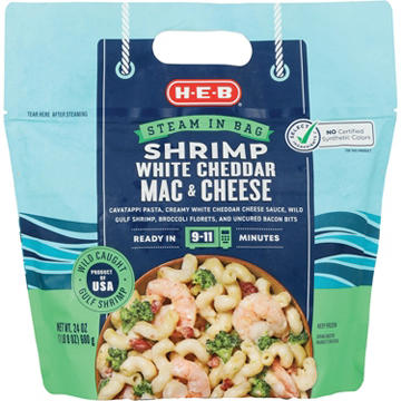 H-E-B Steam in Bag Shrimp - White Cheddar Mac & Cheese