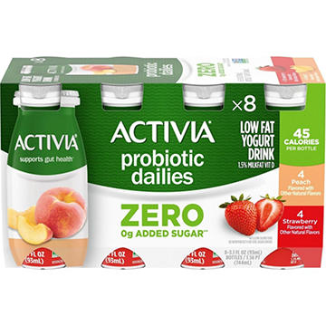 Activia Probiotic Dailies Low Fat Yogurt Drink - Peach & Strawberry, 8 pk