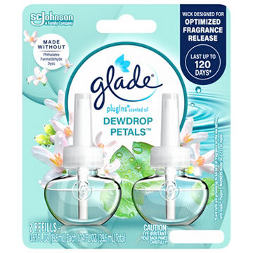 Glade Plug In Scented Oil 2 Count Refills - Dewdrop Petals - 1.34 oz