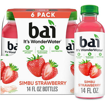 Bai Simbu Strawberry Antioxidant Infused WonderWater Beverage 6 pk Bottles
