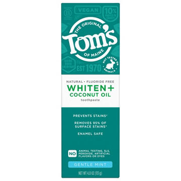 Tom's of Maine Whiten+ Coconut Oil Toothpaste Gentle Mint
