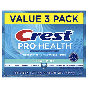 Crest Pro Health Toothpaste Clean Mint 3 Pack Tubes