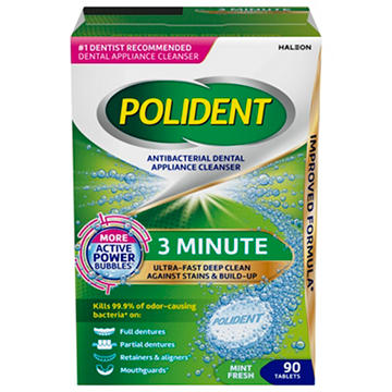 Polident 3 Minute Antibacterial Dental Appliance Cleanser Tablets