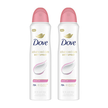 Dove Women's Advanced Care Dry Spray Deodorant - Powder Soft, 2 Pk