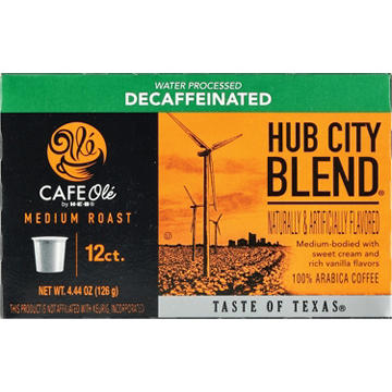 CAFE Olé by H-E-B Decaf Hub City Blend Medium Roast Single Serve Pods