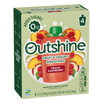 Outshine Fruit & Yogurt Smoothies - Peach Raspberry, 3.5 oz Pouches