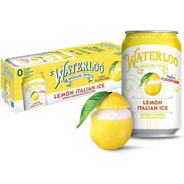 Waterloo Flavortown Lemon Italian Ice Sparkling Water 12 pk Cans