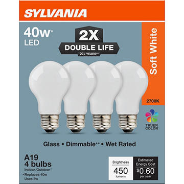 SYLVANIA A19 40 Watt Soft White Double Life Bulb