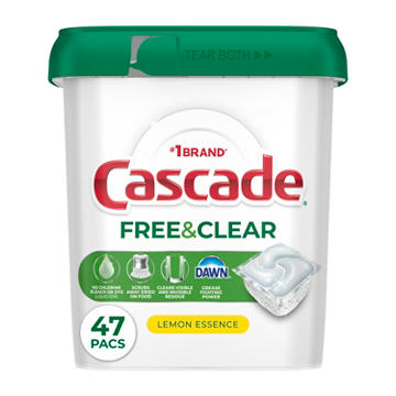 Cascade Free & Clear Dishwasher Pods - Lemon Essence Scent